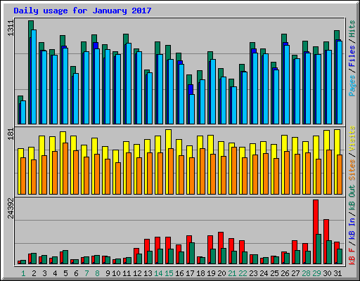 Daily usage for January 2017